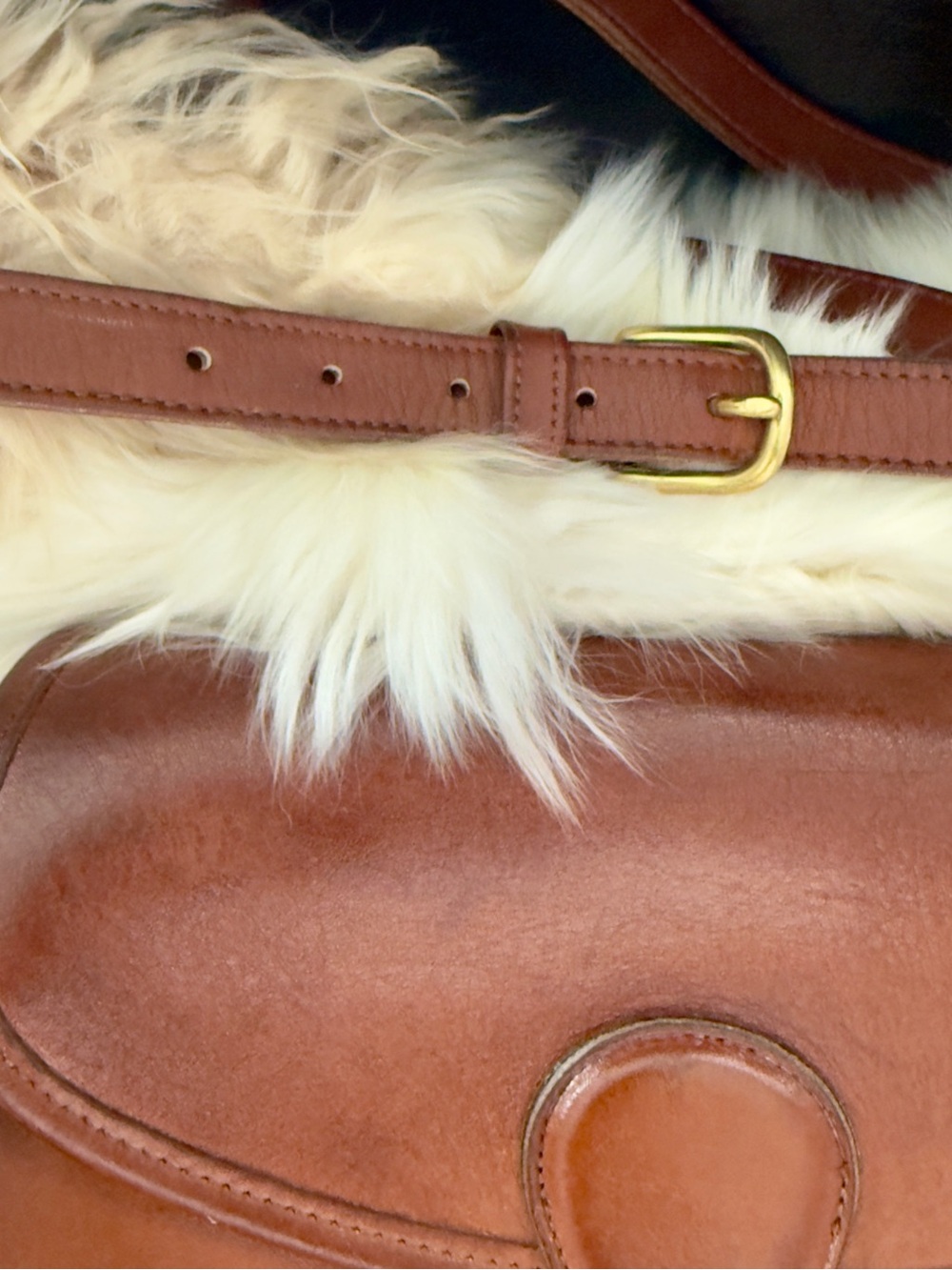 Vintage Coach 90´s Cognac Brown Leather Saddle Crossbody Bag Brass Hardware - Picture 2 of 14